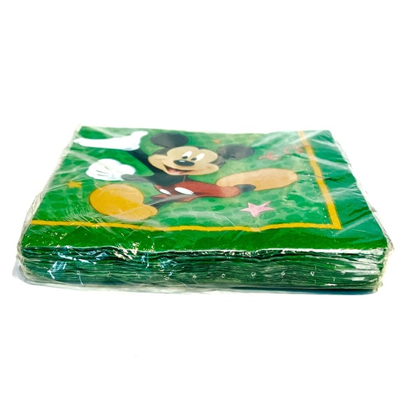 Disney Mickey Mouse Y2K Beverage Napkins Pack of 16 Green Yellow Birthday Star - Picture 7 of 9
